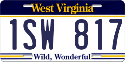 WV license plate 1SW817