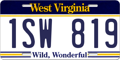 WV license plate 1SW819