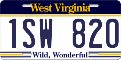WV license plate 1SW820