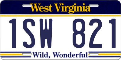 WV license plate 1SW821