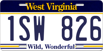 WV license plate 1SW826