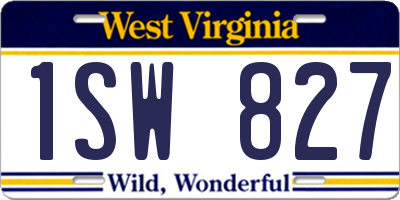 WV license plate 1SW827