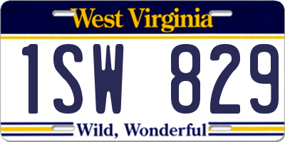 WV license plate 1SW829