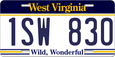 WV license plate 1SW830