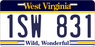 WV license plate 1SW831