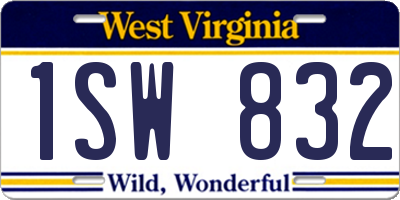 WV license plate 1SW832
