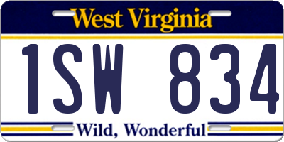 WV license plate 1SW834