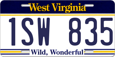 WV license plate 1SW835