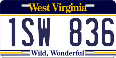 WV license plate 1SW836