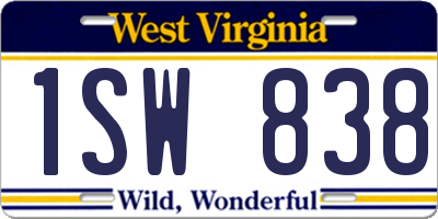 WV license plate 1SW838