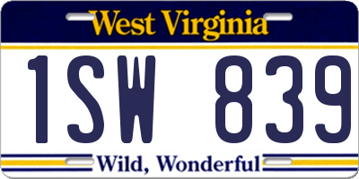 WV license plate 1SW839