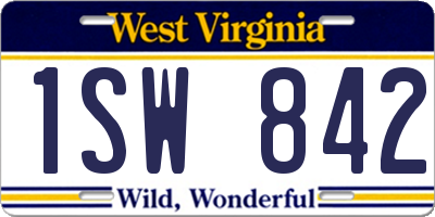 WV license plate 1SW842