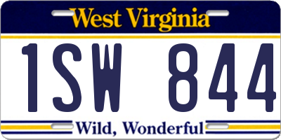 WV license plate 1SW844