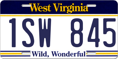 WV license plate 1SW845