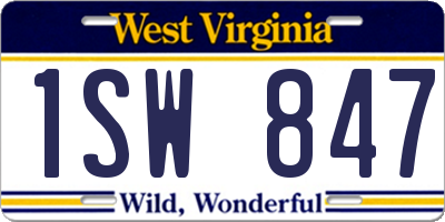 WV license plate 1SW847