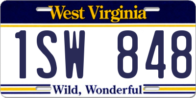 WV license plate 1SW848