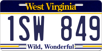WV license plate 1SW849