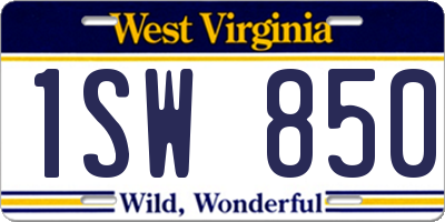 WV license plate 1SW850