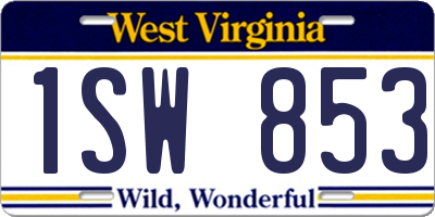 WV license plate 1SW853