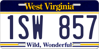 WV license plate 1SW857