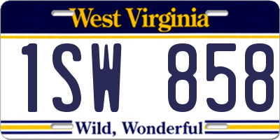 WV license plate 1SW858
