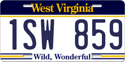 WV license plate 1SW859