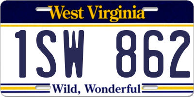 WV license plate 1SW862