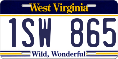 WV license plate 1SW865