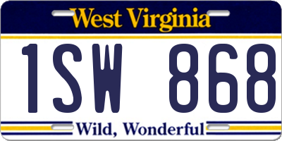 WV license plate 1SW868