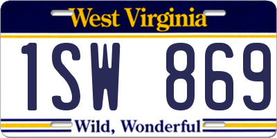 WV license plate 1SW869