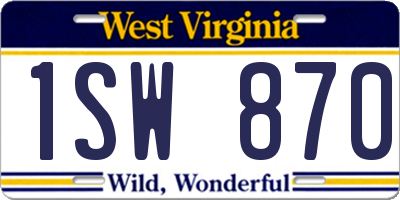 WV license plate 1SW870