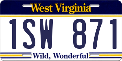 WV license plate 1SW871