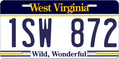 WV license plate 1SW872