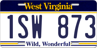 WV license plate 1SW873