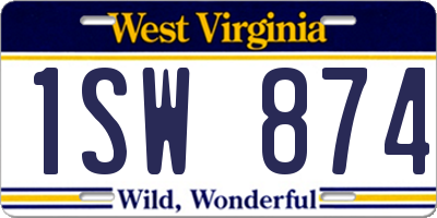 WV license plate 1SW874