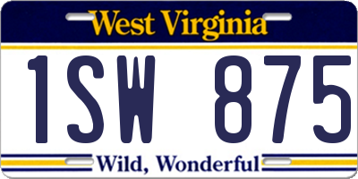 WV license plate 1SW875