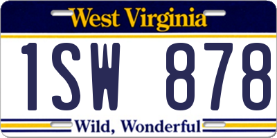 WV license plate 1SW878