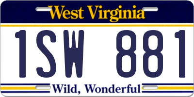 WV license plate 1SW881
