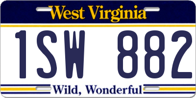 WV license plate 1SW882