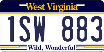WV license plate 1SW883