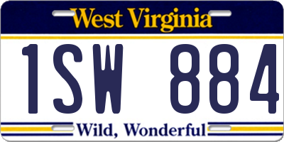 WV license plate 1SW884