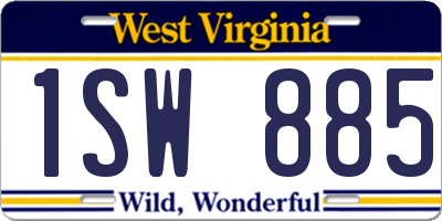 WV license plate 1SW885