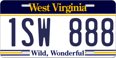 WV license plate 1SW888
