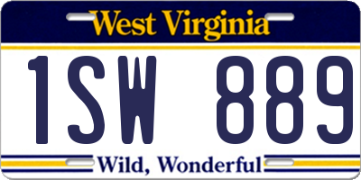 WV license plate 1SW889
