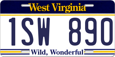 WV license plate 1SW890