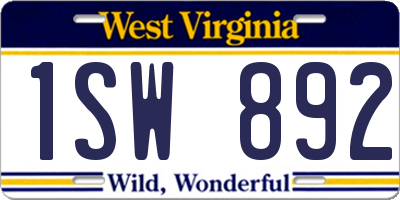 WV license plate 1SW892