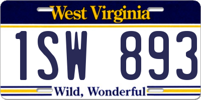 WV license plate 1SW893