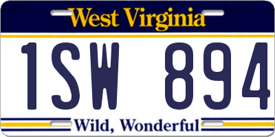 WV license plate 1SW894