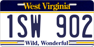 WV license plate 1SW902