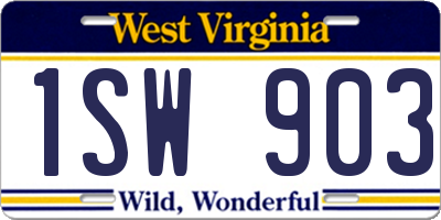 WV license plate 1SW903
